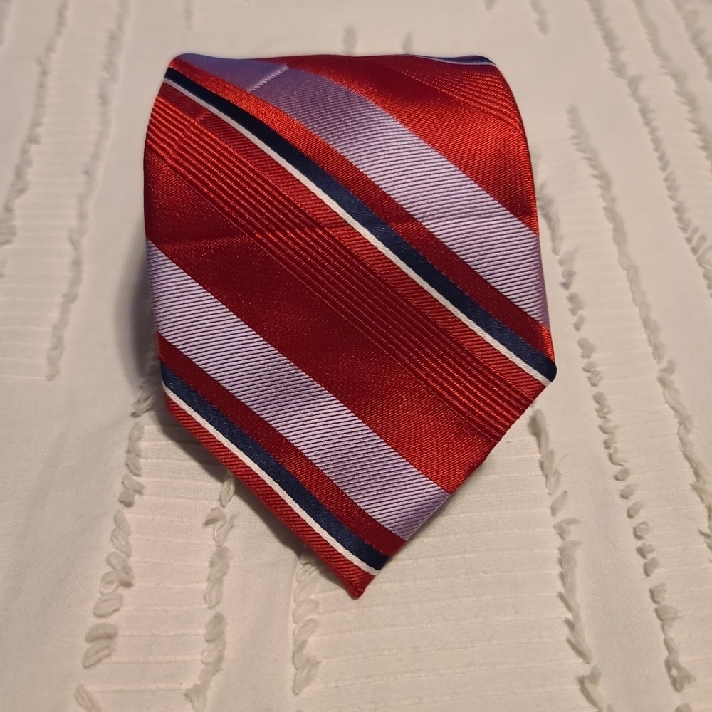 Jones New York Bright Red Diagonal Stripe Neck Tie
